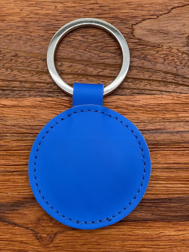 Leder Schlüsselanhänger Punto stahlblau